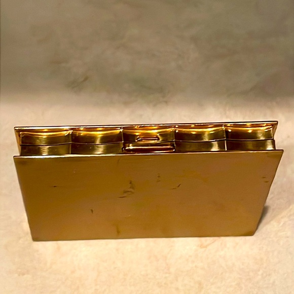 Vintage Volupte Compact Case Mirror Gold Tone Geometric Design Circa 1950’s EUC - Picture 4 of 15